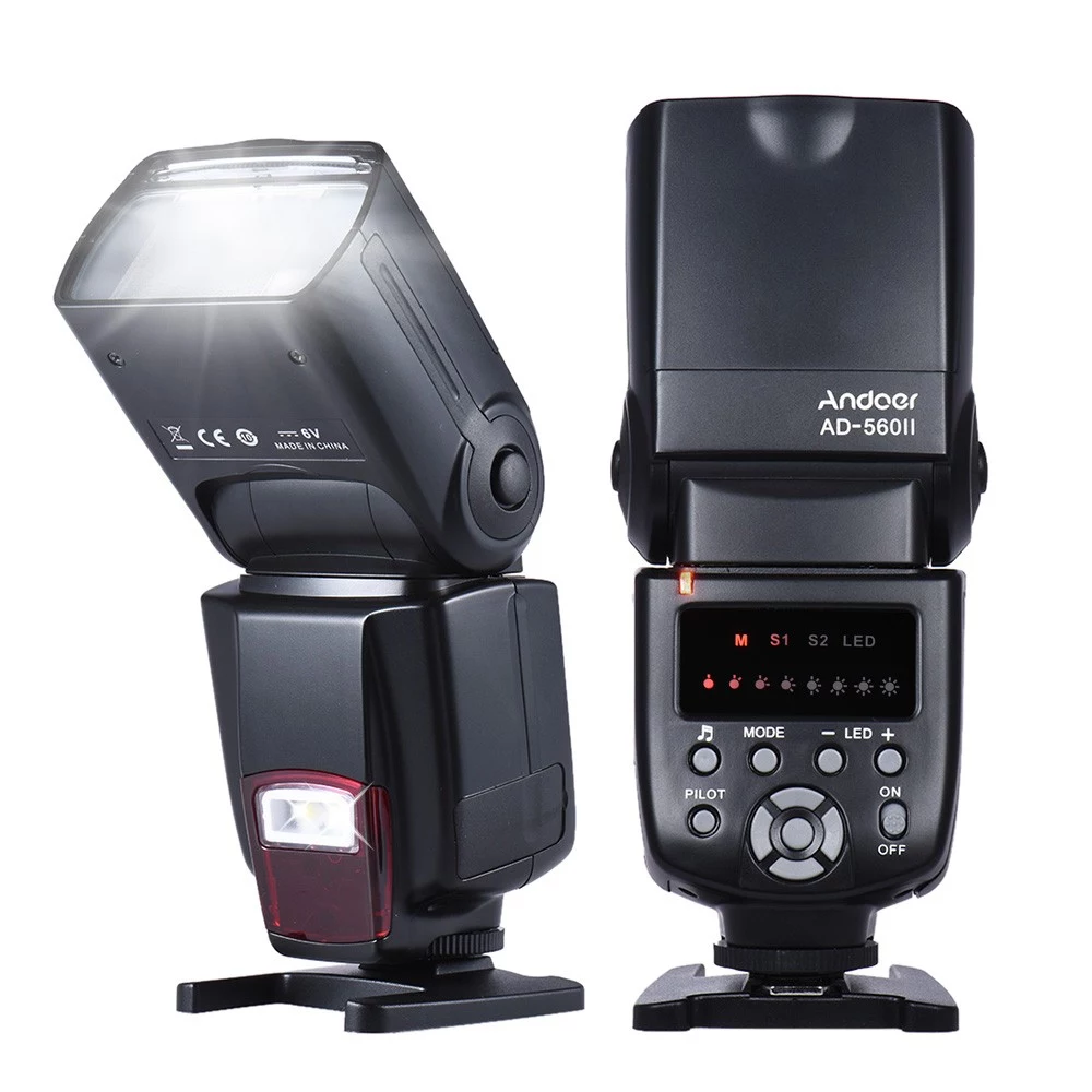 AD-560Ⅱ Universeller Blitz Speedlite On-Camera-Blitz GN50 mit einstellbarem LED-Fülllicht für Canon Nikon Olympus Pentax DSLR-Kameras