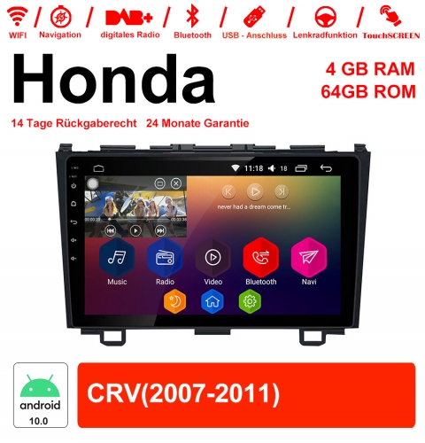 Autoradio Android 10.0 9 pouces / Multimédia 4Go RAM 64Go ROM pour Honda CRV avec WiFi NAVI Bluetooth USB