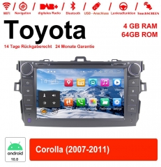 7 Zoll Android 10.0 Autoradio / Multimedia 4GB RAM 64GB ROM Für Toyota Corolla 2007-2011 Mit WiFi NAVI Bluetooth USB