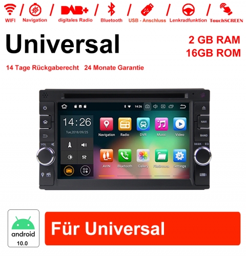 6.2 inch Android 10.0 Car Radio / Multimedia 2GB RAM 16GB ROM For Universal