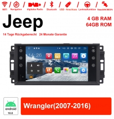 Autoradio de 7 pouces androïde 10.0 / ROM multimédia 4Go RAM 64Go pour Jeep Wrangler Avec WiFi NAVI Bluetooth USB