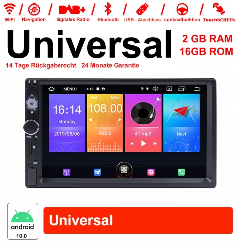 7 Inch Android 10.0 Car Radio / Multimedia 2GB RAM 16GB ROM For Universal