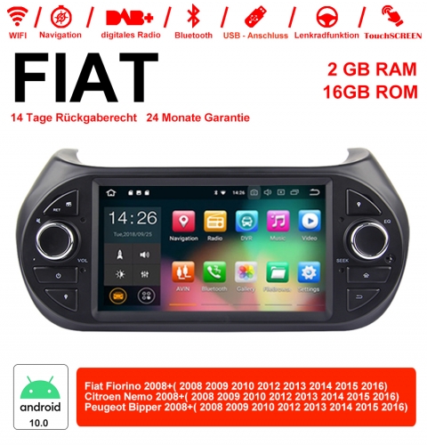 7 Zoll Android 10.0 Autoradio/Multimedia 2GB RAM 16GB ROM Für Fiat Fiorino, Citroen Nemo, Peugeot Bipper Mit WiFi NAVI Bluetooth USB