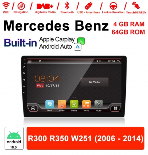 9 pouces Android 10.0 autoradio / multimédia 4 Go de RAM 64 Go de ROM pour Mercedes BENZ R300 R350 W251 2006-2014 avec DSP intégré Carplay Android