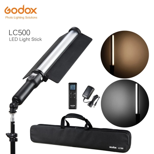 Godox LC500 LED Light Stick 3300K-5600K Portable réglable avec batterie au lithium intégrée avec télécommande