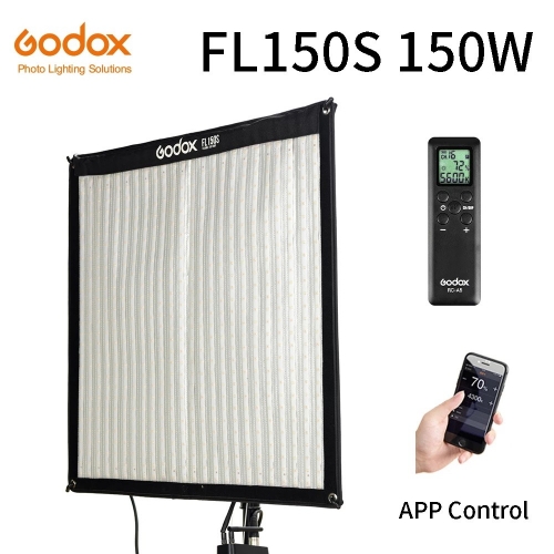 Godox FL150S 150W LED flexible vidéo lampe en tissu enroulable avec contrôleur + télécommande + support en forme de X + application mobile