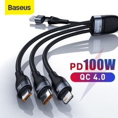Baseus 100W Fully Compatible U+C to M+L+C Fast Charging Data Cable