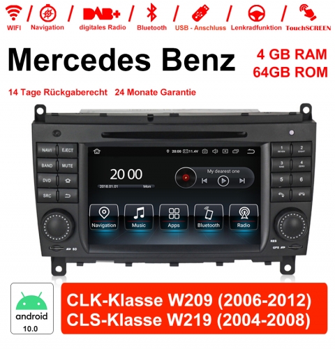 7 Zoll Android 10.0 Autoradio / Multimedia 4GB RAM 64GB ROM Für Mercedes Benz CLK-Klasse W209 CLS-Klasse W219 Mit WiFi NAVI Bluetooth USB