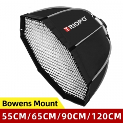 Triopo 55cm 65cm 90cm 120cm photo Portable Bowens Mount Octagon boîte à lumière parapluie + grille nid d'abeille boîte à lumière extérieure pour flash