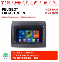 Autoradio de 7 pouces androïde 10.0 multimédia / ROM 4GB RAM 64GB pour FIAT DUCATO CITROEN JUMPER PEUGEOT BOXER Carplay intégré