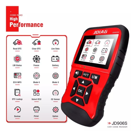 JDiag JD906S Code Reader New Generation Car Diagnostic Tools OBD2 Scan Tool with I / M Readiness Mode6, Mode 8
