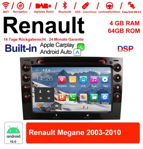 7 inch Android 10.0 Car Radio / Multimedia 4GB RAM 64GB ROM for RENAULT MEGANE 2003-2010 Built-in Carplay / Android Auto