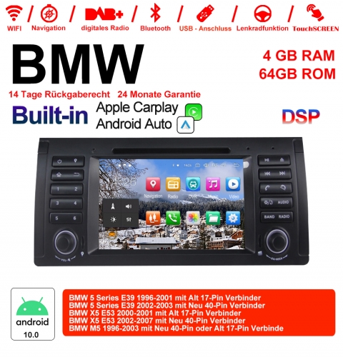 Autoradio de 7 pouces Android 10.0 / ROM multimédia 4 Go de RAM 64 Go pour BMW E53 E39 X5 M5 Carplay / Android Auto intégré