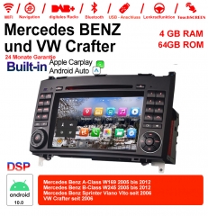 7 "Android 10.0 Autoradio 4 GB RAM 64 GB RAM für Mercedes BENZ W169, W245, Sprinter Viano Vito und VW Crafte Built-in Carplay / Android Auto