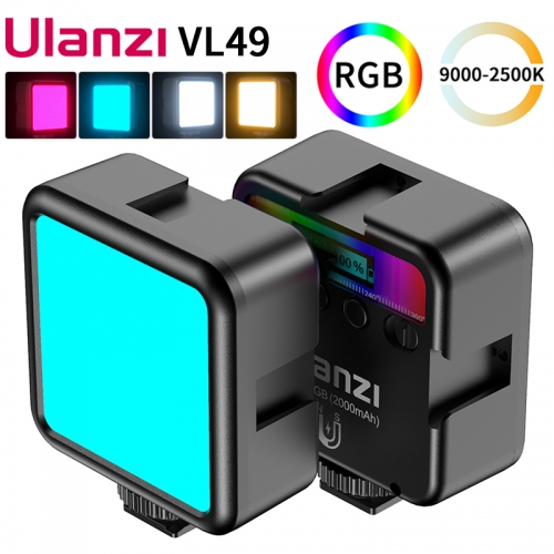 Ulanzi VL49 Mini RGB LED Video Light 2700K-9000K On Camera Fill Light Photography Lighting Live tiktok Vlog Light lamp