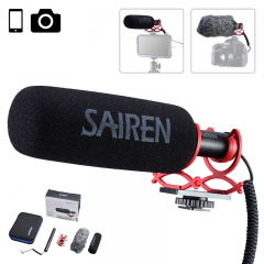 Sairen Q3 Professional Interview Shotgun Audio Video Record Microphone Super Cardioid Condenser Mic VS Rode NTG YouTube Live