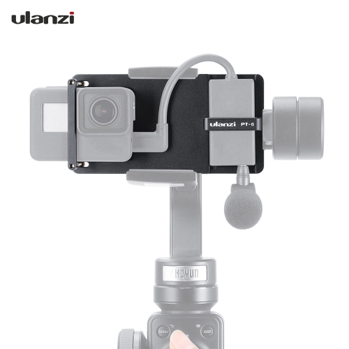 Ulanzi PT-6 Schaltermontageplatte Vlog Platte mit Mikrofonadapter für GoPro Hero 7 6 5 für DJI Moza Mini S Zhiyun Smooth 4 Vimble 2 Phone Gimbals