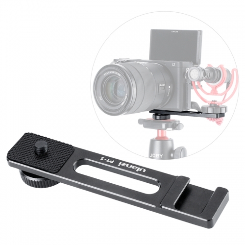 Ulanzi PT-5 Vlogging Microphone Bracket Stand Extension Bar Plate with Cold Shoe1 / 4 '' -20 Tripod Hole for Sony A6400 Video Vloggers