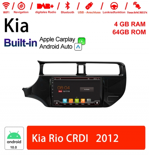 9 Inch Android 10.0 Car Radio / Multimedia 4GB RAM 64GB ROM For Kia Rio CRDI 2012 Built-in Carplay