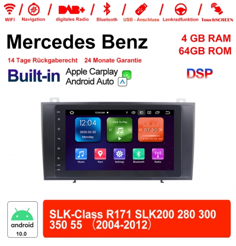 8 pouces Android 10.0 autoradio / multimédia 4GB RAM 64GB ROM pour SLK-Class R171 SLK200 280 300 350 55 2004-2012 intégré Carplay / Android Auto