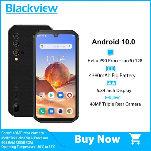 Blackview BV9900E Helio P90 5.84 inch dual SIM smartphone IP68 / IP69K 6G RAM 128G ROM