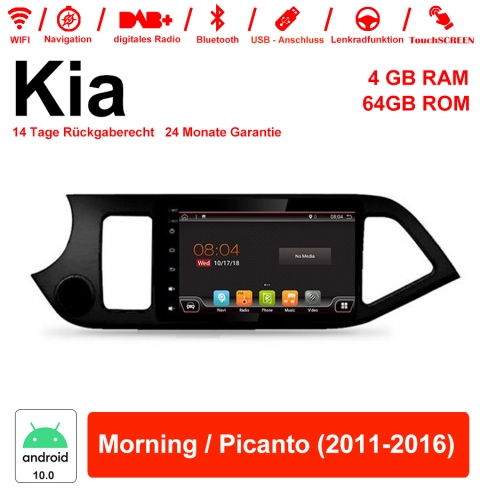 9 Zoll Android 10.0 Autoradio / Multimedia 4GB RAM 64GB ROM Für Kia Morning / Picanto 2011-2016 Mit WiFi NAVI Bluetooth USB