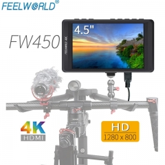 Feelworld FW450 4.5 "IPS 4K HDMI Camera Field Monitor 1280x800 HD Portable LCD Monitor for DSLR with Peaking Focus Check Field