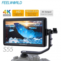 FEELWORLD S55 5,5 pouces IPS sur le moniteur de champ de la caméra DSLR Focus Assist 1280x720 support 4K HDMI