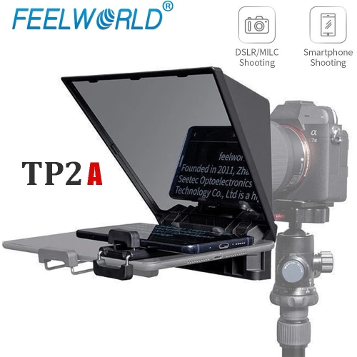 FEELWORLD TP2A Portable 8 inch Teleprompter Supports Under 8" Smartphone DSLR Shooting Smartphone/Tablet Whereupon