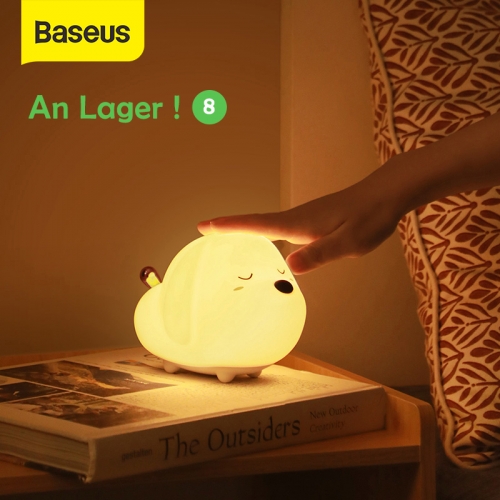 Baseus Cute LED Night Light Soft Silicone Touch Sensor Night Light For Children Kids Bedroom Rechargeable Tap Control Night Lamp