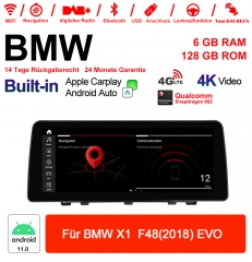 12.3 Inch Qualcomm Snapdragon 665 8 Core Android 12.0 4G LTE Car Radio / Multimedia USB Carplay For BMW X1  F48 2018 EVO With WiFi
