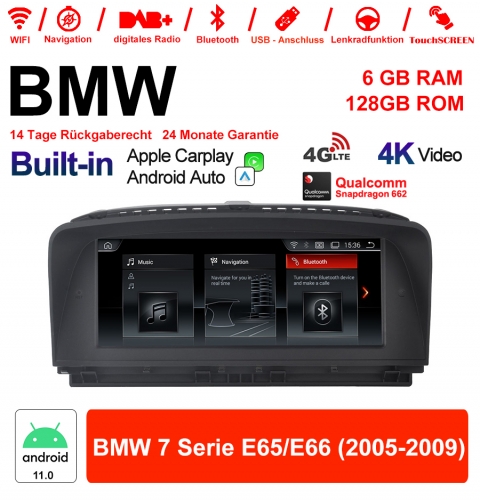 8.8" Qualcomm Snapdragon 665 Android 12.0 4G LTE Autoradio / Multimédia USB WiFi Navi Carplay Pour BMW 7 Series E65/E66 (2005-2009)