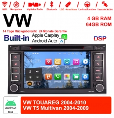 7 Zoll Android 10.0 Autoradio/Multimedia 4GB RAM 64GB ROM Für VW TOUAREG 2004-2011,VW T5 Multivan 2004-2009 Built-in Carplay / Android Auto