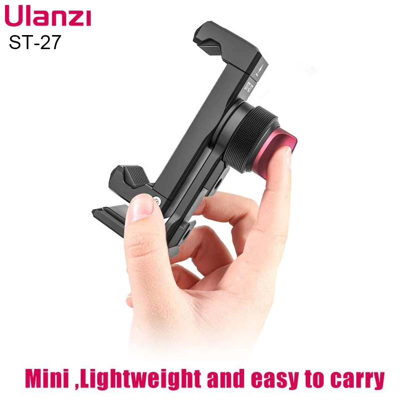 Ulanzi ST-27 Metal Vertical Shooting Phone Bracket Holder Clip with Cold Shoe for Ride Wireless Go Microphone Video Light Vlog