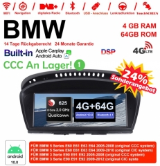 8.8 Zoll Qualcomm Snapdragon 625 8Core 2.0 GHZ Android 10.0 4G LTE Autoradio/Multimedia 4GB 64GB Für BMW 5 Series E60 E61 E63 3 Serie E90 CCC/CIC