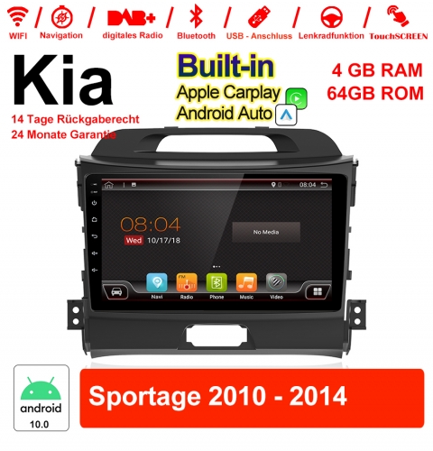 9 Zoll Android 10.0 Autoradio / Multimedia 4GB RAM 64GB ROM Für Kia Sportage 2010-2014 MIT Navi Bluetooth WIFI Built-in Carplay Android Auto