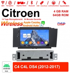 7 Zoll Android 12.0 Autoradio / Multimedia 4GB RAM 64GB ROM Für Citroen C4 C4L DS4 2012-2017 Mit WiFi NAVI Bluetooth USB
