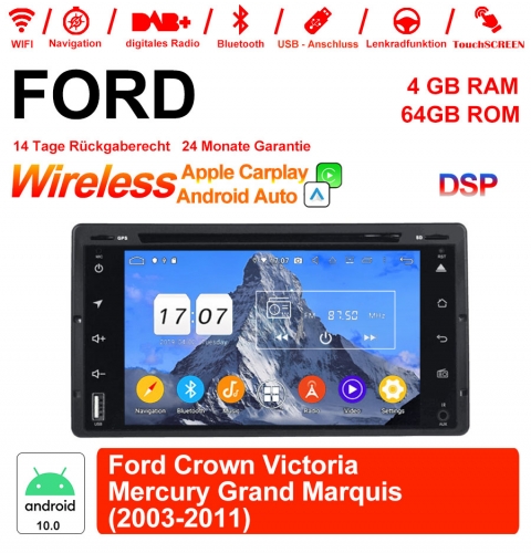 6,2 pouces Android 12.0 Autoradio/ multimédia 4Go de RAM 64Go de ROM pour Ford Crown Victoria Mercury Grand Marquis 2003-2011 avec WiFi NAVI Bluetoot