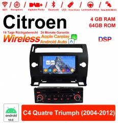 7 Zoll Android 12.0 Autoradio / Multimedia 4GB RAM 64GB ROM Für Citroen C4 Quatre Triumph 2004-2012 Mit WiFi NAVI Bluetooth USB