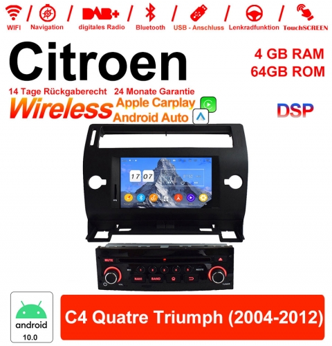 7 inch Android 12.0 car radio / multimedia 4GB RAM 64GB ROM for Citroen C4 Quatre Triumph 2004-2012 with WiFi NAVI Bluetooth USB