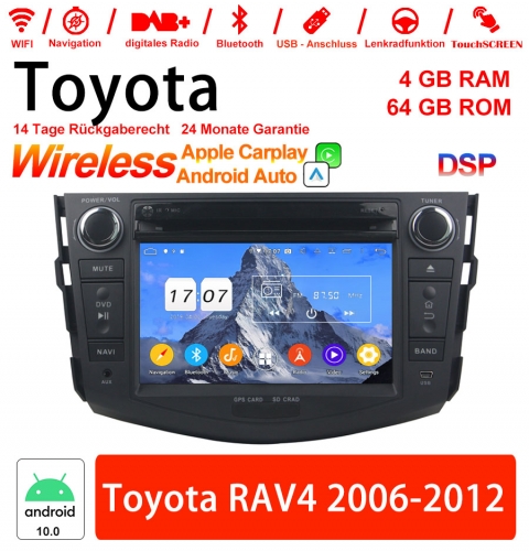 7 pouces Android 12.0 Autoradio /multimédia 4 go de RAM 64 go ROM pour Toyota RAV4 2006-2012 intégré Carplay/Android Auto