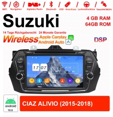 Autoradio 8 pouces Android 12.0 / multimédia 4 Go de RAM 64 Go de ROM pour Suzuki CIAZ ALIVIO 2015-2018 avec WiFi NAVI Bluetooth USB