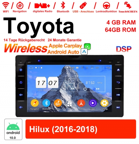 8 pouces Android 12.0 Autoradio / multimédia 4Go de RAM 64Go de ROM pour Toyota Hilux 2016-2018 avec WiFi NAVI Bluetooth USB