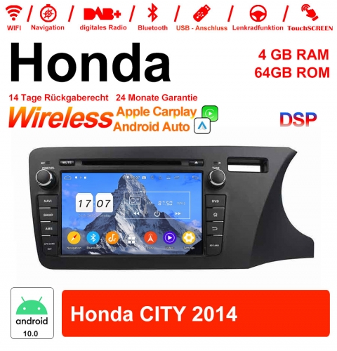 8 pouces Android 12.0 Autoradio / multimédia 4 Go de RAM 64 Go de ROM pour Honda CITY 2014 avec WiFi NAVI Bluetooth USB