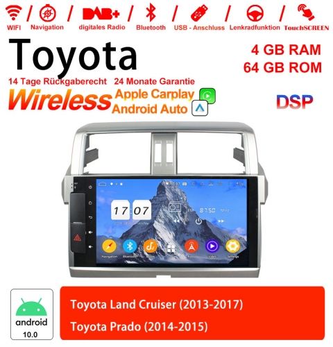 10 pouces Android 12.0 Autoradio / Multimédia 4Go de RAM 64Go de ROM pour Toyota Land Cruiser /Prado/Carplay intégré /Android Auto