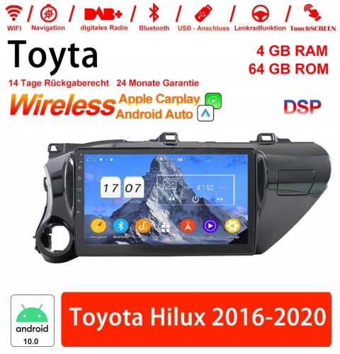 10 Zoll Android 12.0 Autoradio / Multimedia 4GB RAM 64GB ROM  Für Toyota Hilux 2016-2020 Mit WiFi NAVI Bluetooth USB Built-in Carplay/Android Auto