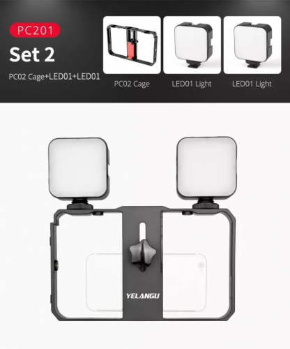 YELANGU PC201 Live Broadcast Kit Equipment LED Light Smartphone Video Rig Kit