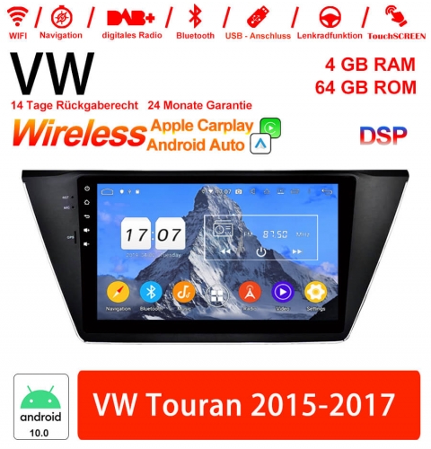 10 Inch Android 12.0 Car Radio / Multimedia 4GB RAM 64GB ROM For VW Touran 2015-2017 Built-in Carplay / Android Auto