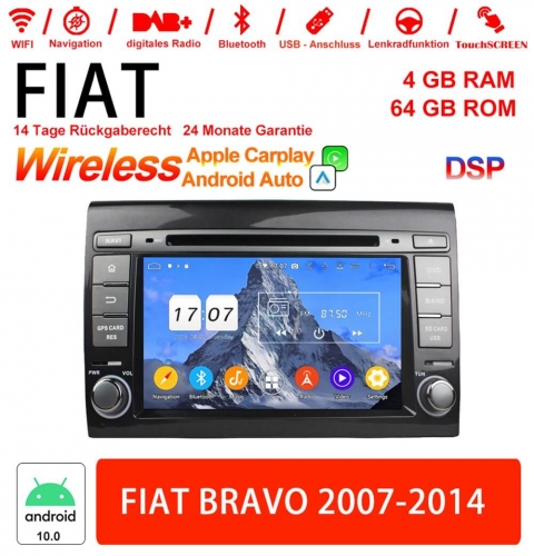 7 Inch Android 12.0  Car Radio / Multimedia 4GB RAM 64GB ROM for Fiat Bravo (2007-2014) Built-in Carplay / Android Auto