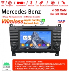 7 Zoll Android 12.0  Autoradio / Multimedia 4GB RAM 64GB ROM für Benz CLK-Klasse W209/C-Klasse W203/G-Klasse W463 Built-in Carplay / Android Auto